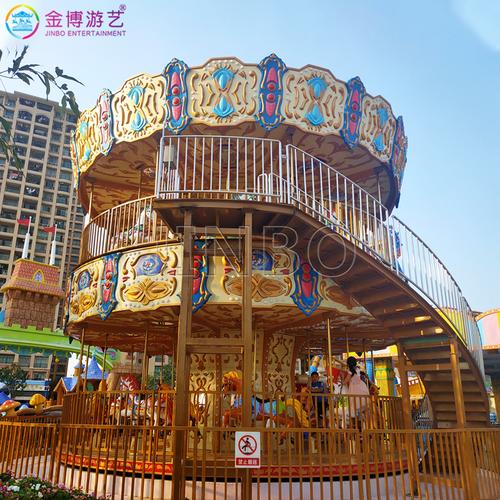 两层旋转木马游艺器材 台州大型游乐场豪华转马厂商