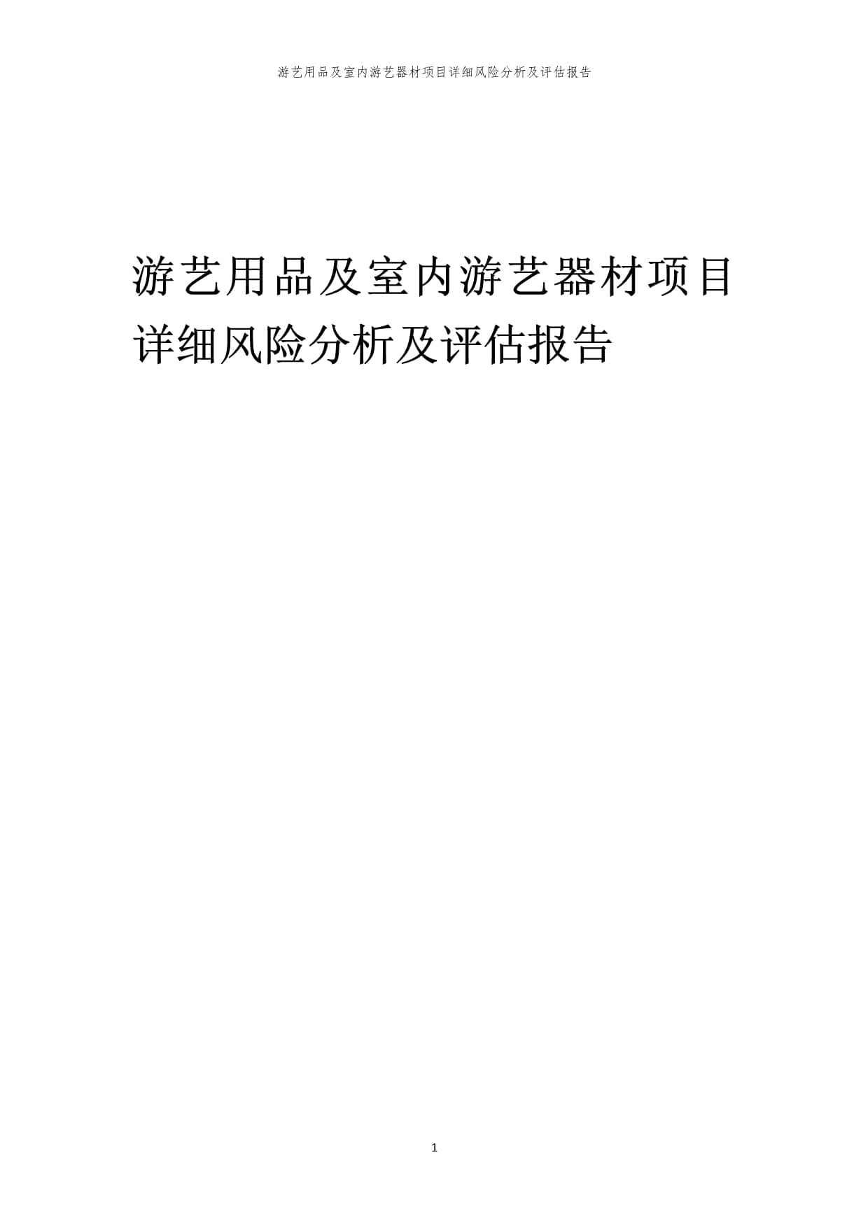 游艺用品及室内游艺器材项目风险识别与评估综合报告
